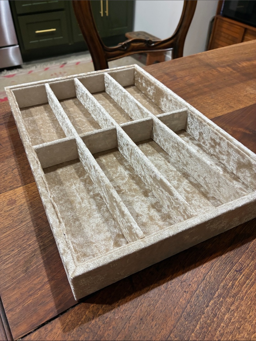 Velvet 9-Compartment Jewelry Organizer Tray - Beige Velvet